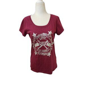 Aviva y2k Vintage 2000s Love Punk Burgundy Silver Star Top Large